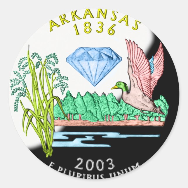 Redonda Pegatina de Arkansas (Anverso)