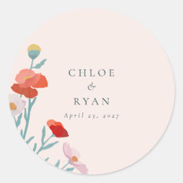 Redonda Pegatina de Armonía Floral