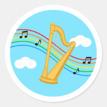 Pegatina de Arpa Cielo Arcoíris Música Niños