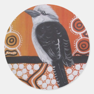 Redonda Pegatina de Arte Aborigen Kookaburra