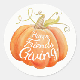 Redonda Pegatina de arte acuarela de calabaza de juguete