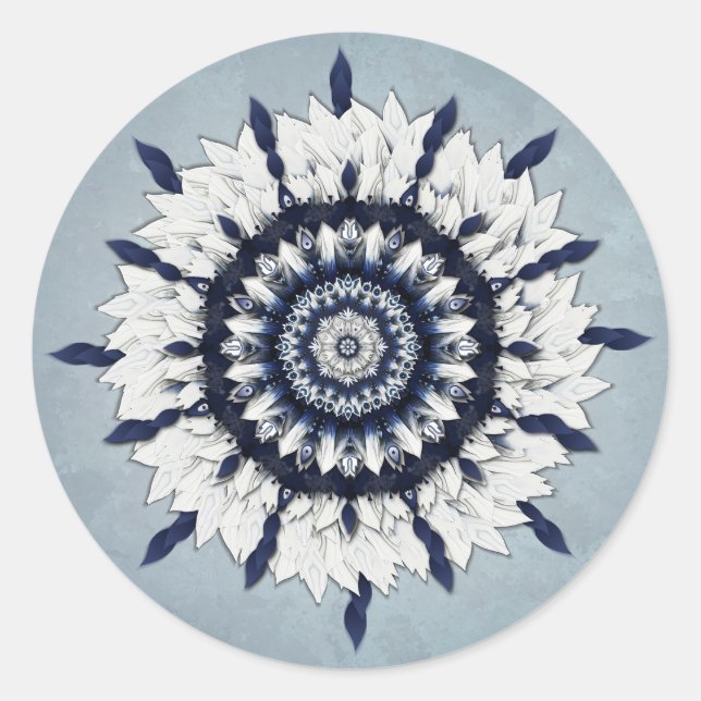 Redonda Pegatina de arte Blue Sash Mandala (Anverso)