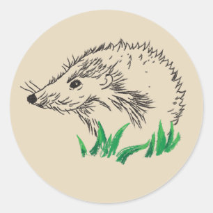 Redonda Pegatina de Arte de Forest Hedgehog