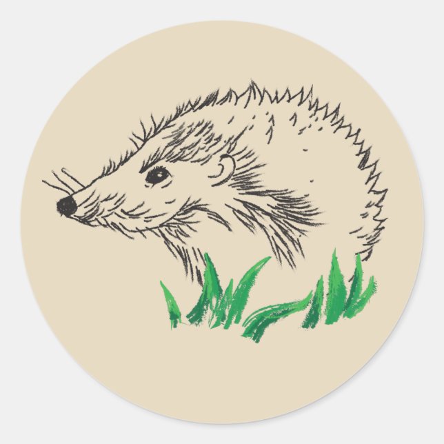 Redonda Pegatina de Arte de Forest Hedgehog (Anverso)