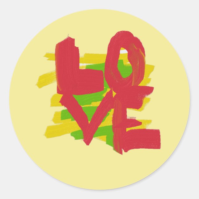 Redonda Pegatina de arte de letras pintadas de amor (Anverso)