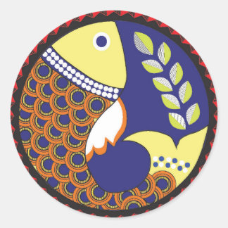 Redonda Pegatina de arte de Madhubani