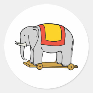 Redonda Pegatina de arte del Elefante de Juguete