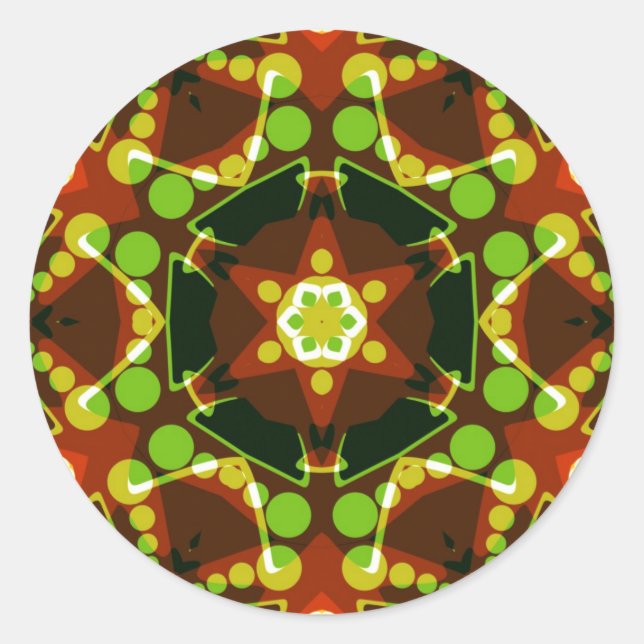 Redonda Pegatina de arte geométrico Hexagon Star (Anverso)
