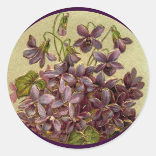 Redonda Pegatina de arte Grabado en relieve de violetas de