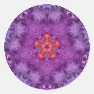 Redonda Pegatina de Arte Trippy de Kaleidoscope de Flor Pú