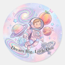 Pegatina de Astronauta Pequeño y Dulce con Pastel