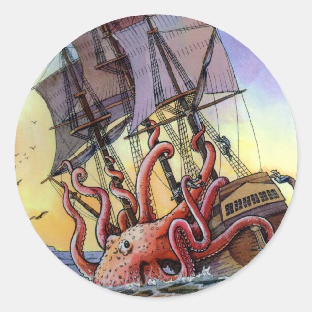 Redonda Pegatina de ataque de Kraken (Anverso)