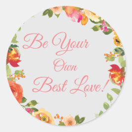 Redonda Pegatina de autoamor floral de acuarela
