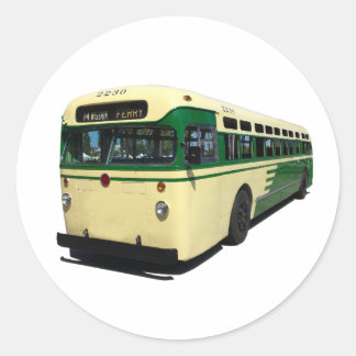 Redonda Pegatina de autobús Muni Retro Verde y Crema de Sa