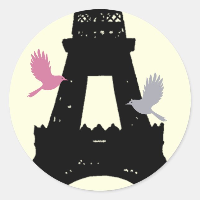 Redonda Pegatina de Aves de Amor (blanco roto) (Anverso)