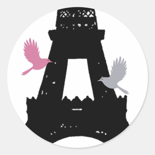 Redonda Pegatina de Aves de Amor Negro (Anverso)