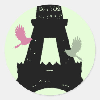 Redonda Pegatina de Aves de Amor (verde)