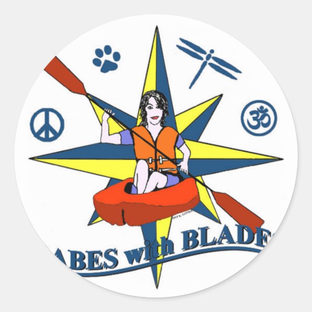 Redonda Pegatina De Babes Con Blades (Anverso)