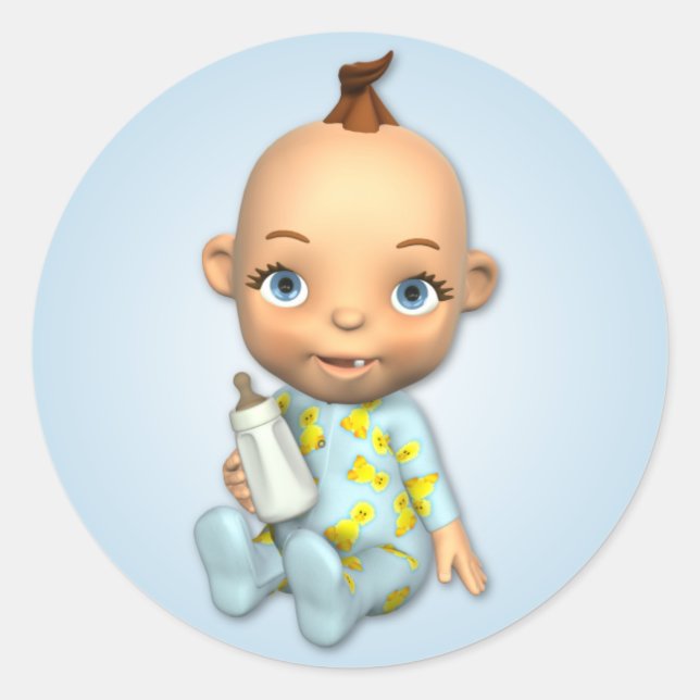 Redonda Pegatina de Baby Boy Toon (Anverso)