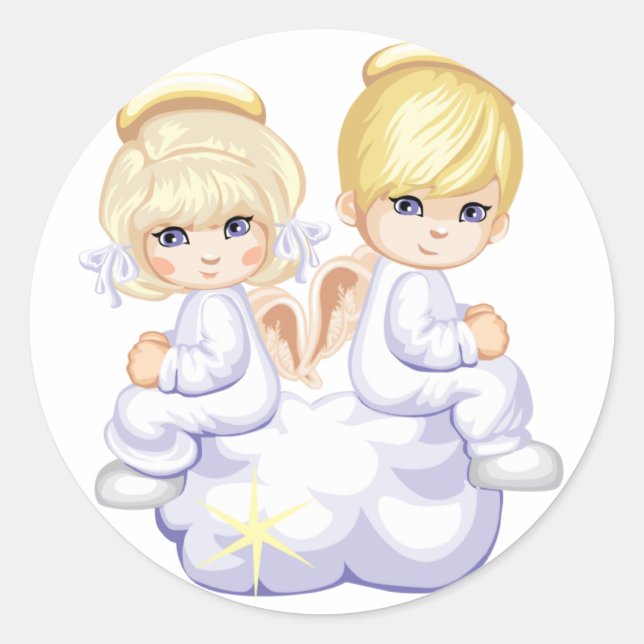 Redonda Pegatina de Baby Love Angels (Anverso)