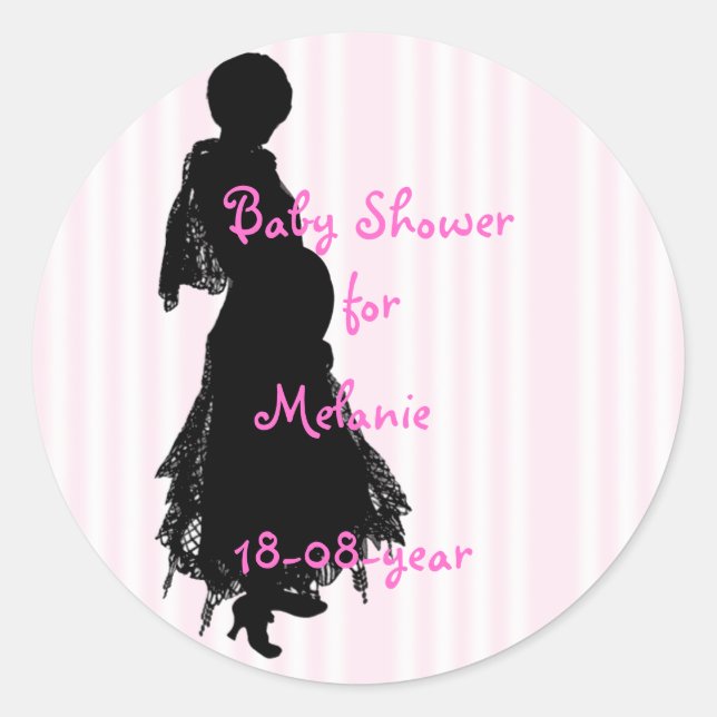 Redonda pegatina de Baby Shower (Anverso)