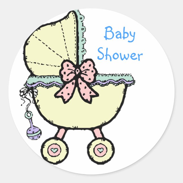 Redonda pegatina de Baby Shower (Anverso)