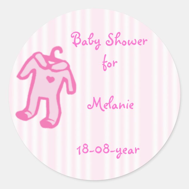 Redonda pegatina de Baby Shower (Anverso)