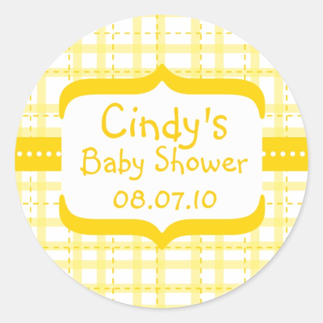 Redonda Pegatina de Baby Shower (Anverso)