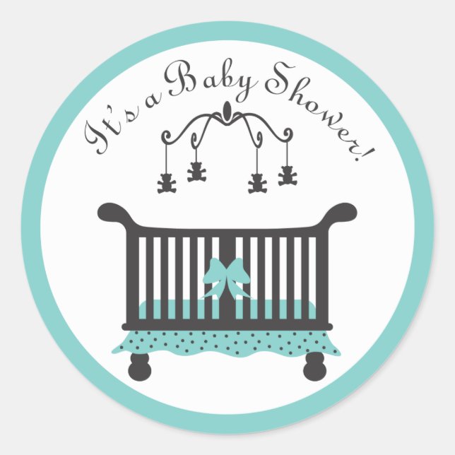 Redonda Pegatina de Baby Shower (Anverso)
