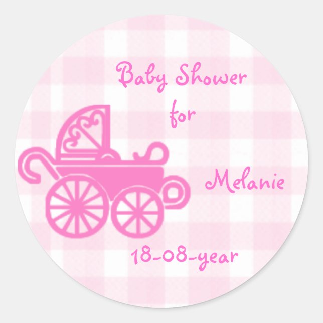 Redonda pegatina de Baby Shower (Anverso)