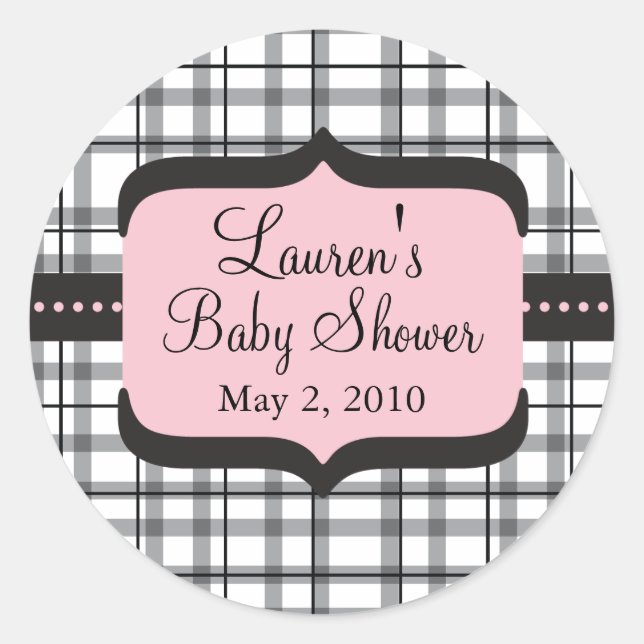 Redonda Pegatina de Baby Shower (Anverso)