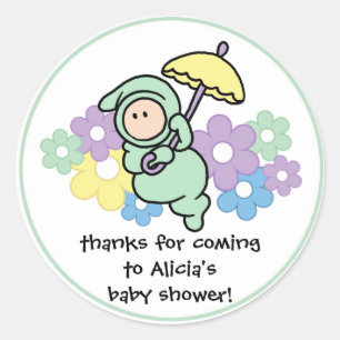 Redonda Pegatina de Baby Shower a favor de partido