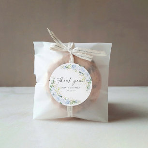 Redonda Pegatina de Baby Shower Azul Claro Elegante