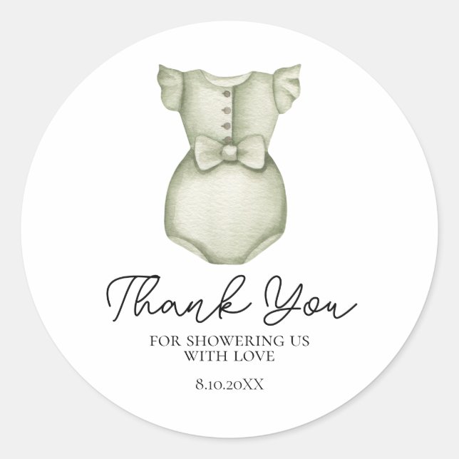 Redonda Pegatina de Baby Shower Chica de ropa de boho (Anverso)