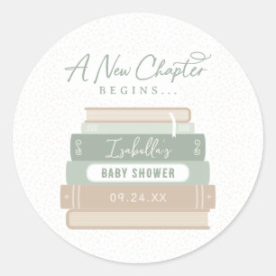 Redonda Pegatina de baby shower 'Comienza un nuevo capítul