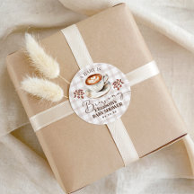 Pegatina de Baby Shower con tema de café A Baby is