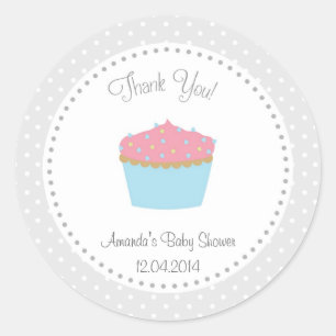Redonda Pegatina de Baby Shower Cupakes