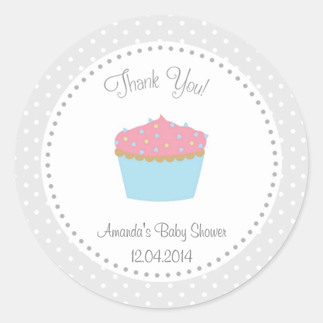 Redonda Pegatina de Baby Shower Cupakes (Anverso)