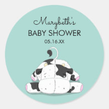 Pegatina de Baby Shower Cute Little Cow