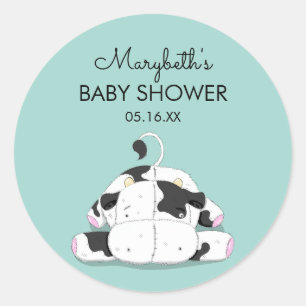 Redonda Pegatina de Baby Shower Cute Little Cow