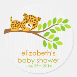 Redonda Pegatina de Baby Shower Cute Little Leopard