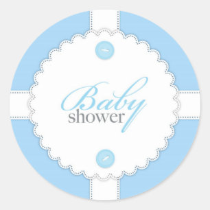 Redonda Pegatina de Baby Shower Dantel Boy