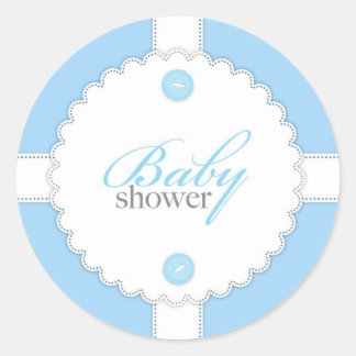 Redonda Pegatina de Baby Shower Dantel Boy