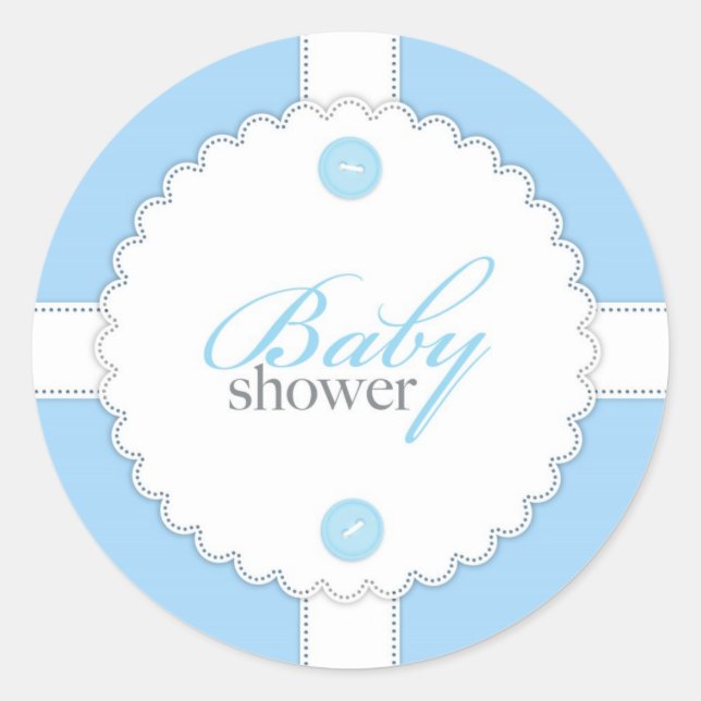 Redonda Pegatina de Baby Shower Dantel Boy (Anverso)