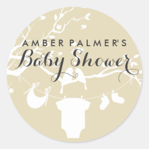 Redonda Pegatina de Baby Shower de Aves de Amor