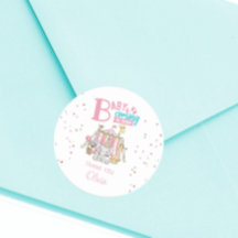 Pegatina de baby shower de Carnaval Rosa para Circ