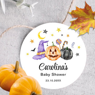 Redonda Pegatina de Baby Shower de Halloween