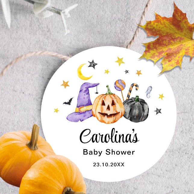 Redonda Pegatina de Baby Shower de Halloween (Subido por el creador)