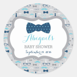 Redonda Pegatina de Baby Shower de Little Man, Baby Blue, 