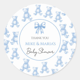 Redonda Pegatina de baby shower de osito de peluche
